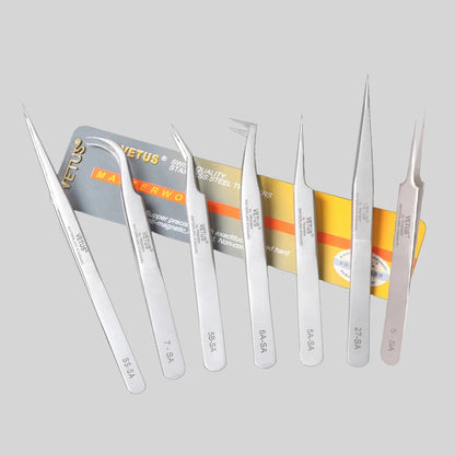 VETUS SA Series Tweezers False Eyelashes Extension Tweezers Stainless Steel Hyperfine Antimagnetic Eyebrow Volume Lash Tweezers