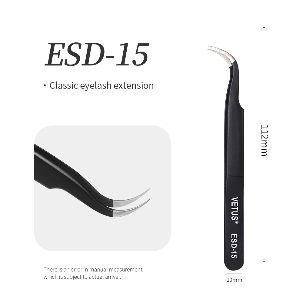 VETUS SA Series Tweezers False Eyelashes Extension Tweezers Stainless Steel Hyperfine Antimagnetic Eyebrow Volume Lash Tweezers