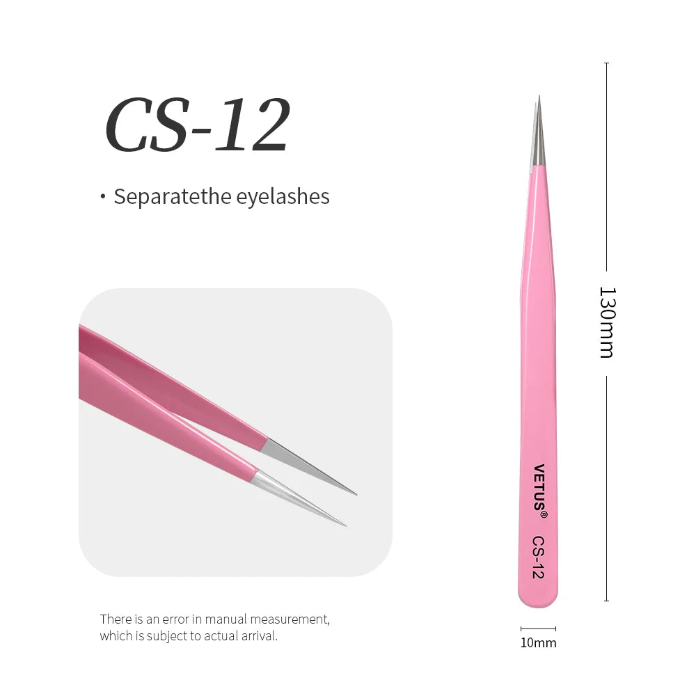 VETUS SA Series Tweezers False Eyelashes Extension Tweezers Stainless Steel Hyperfine Antimagnetic Eyebrow Volume Lash Tweezers