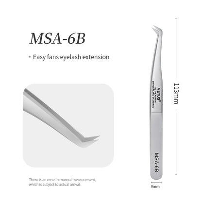 VETUS SA Series Tweezers False Eyelashes Extension Tweezers Stainless Steel Hyperfine Antimagnetic Eyebrow Volume Lash Tweezers