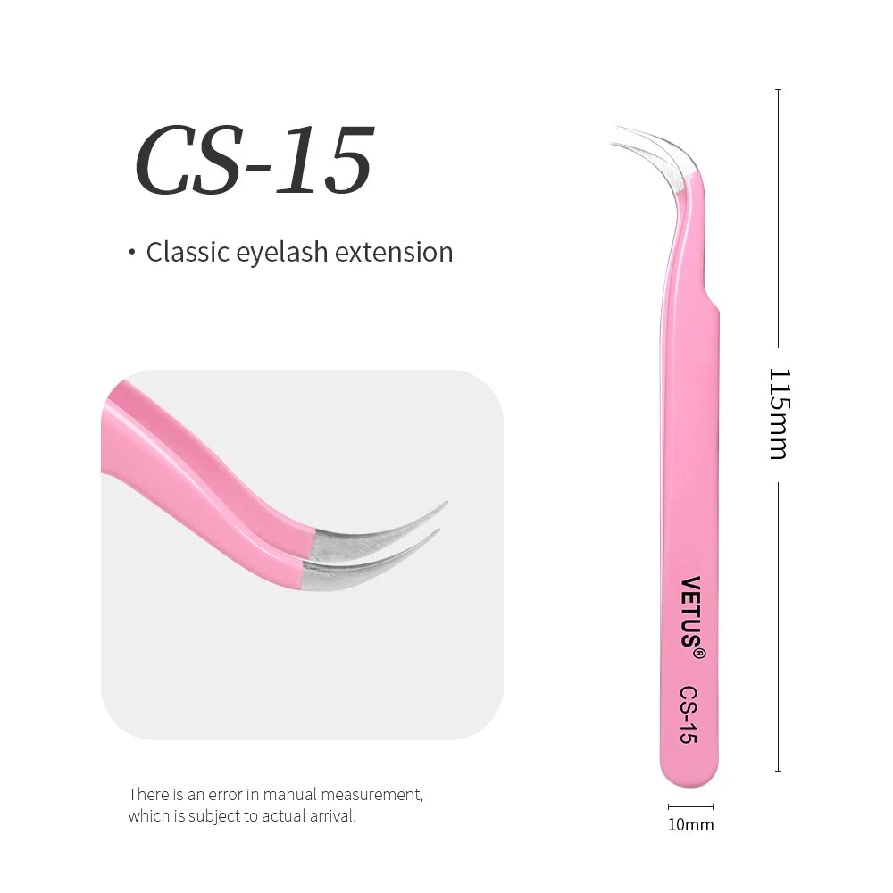 VETUS SA Series Tweezers False Eyelashes Extension Tweezers Stainless Steel Hyperfine Antimagnetic Eyebrow Volume Lash Tweezers