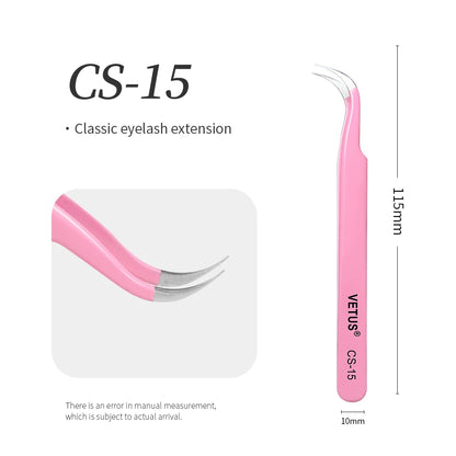 VETUS SA Series Tweezers False Eyelashes Extension Tweezers Stainless Steel Hyperfine Antimagnetic Eyebrow Volume Lash Tweezers