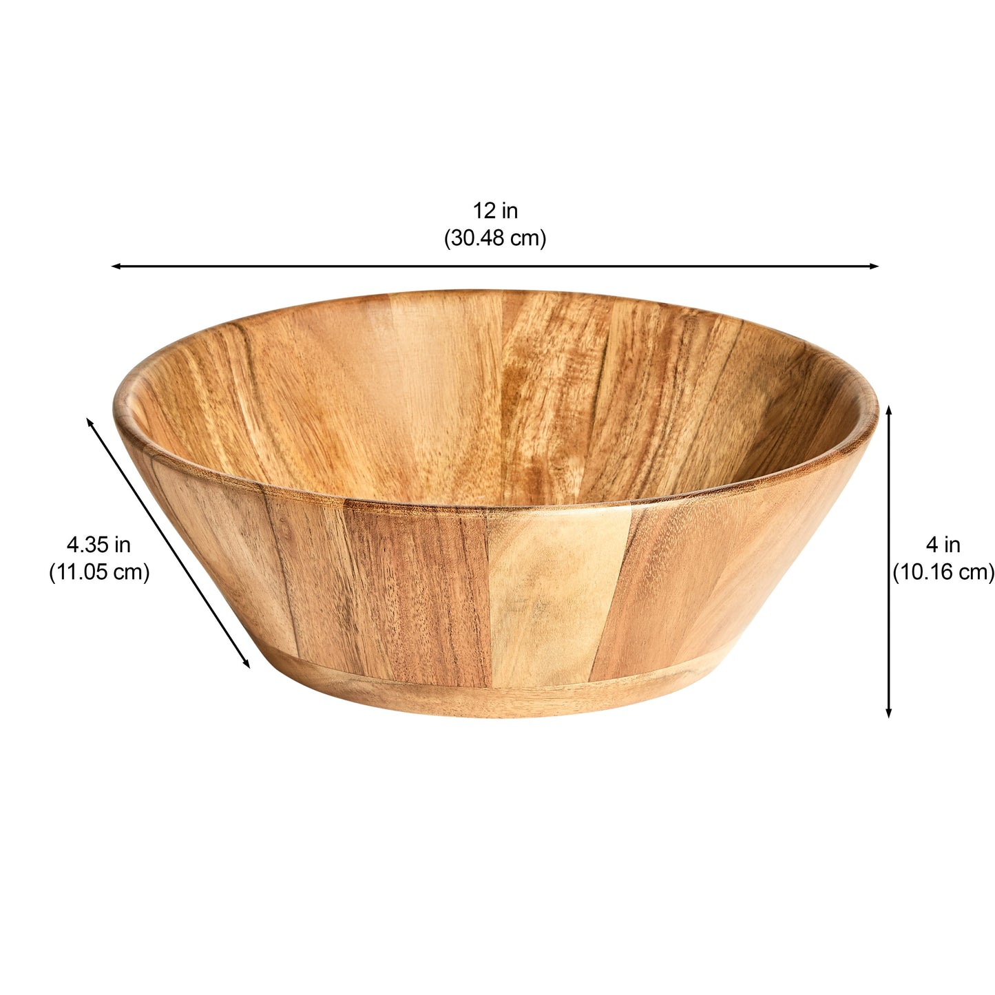 - Acacia Wood Large Angled Bowl, Natural Finish